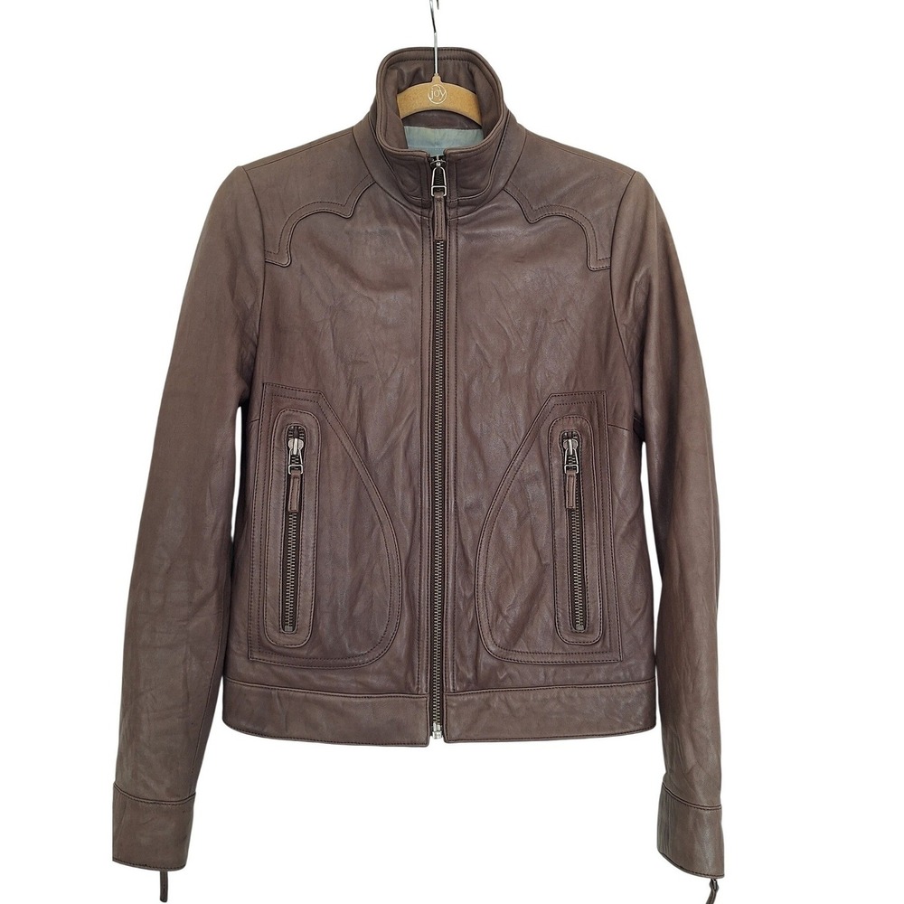 ZADIAG & VOLTAIRE Designer LUXURY LEATHER BLAZER MOTO UTILITY JACKET sz 2